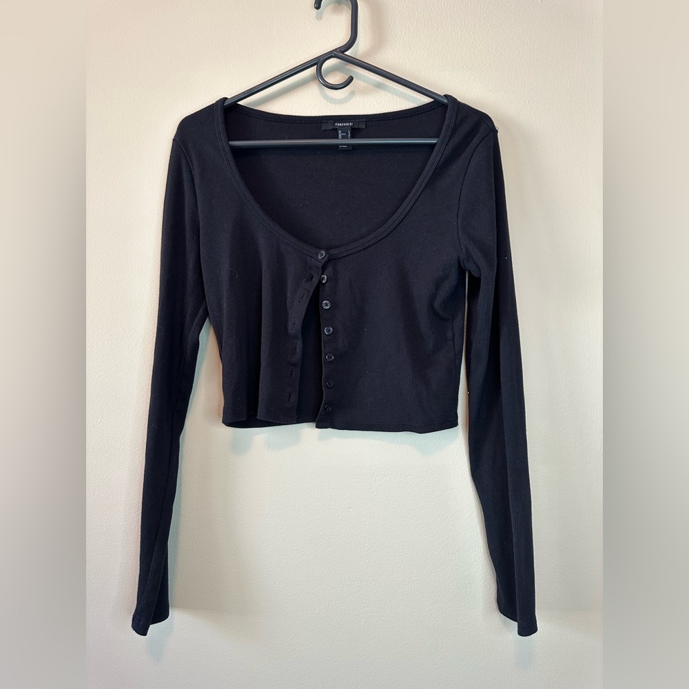 Long sleeve button down crop top